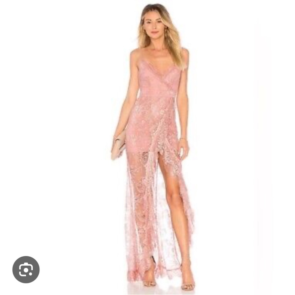 MAJORELLE Pink Paisley Maxi Dress blush and silver size small